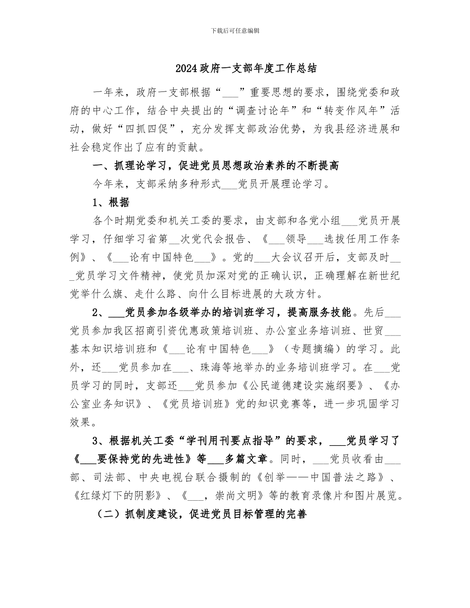 2024政府一支部年度工作总结_第1页
