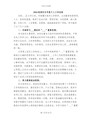 2024政府区长年度个人工作总结