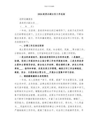 2024政府办副主任工作总结