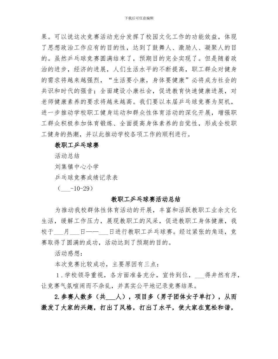 2024教职工乒乓球赛活动总结_第2页