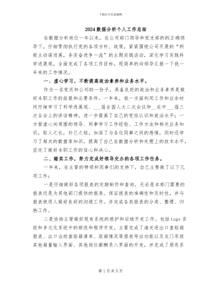 2024数据分析个人工作总结