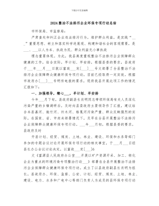 2024整治不法排污企业环保专项行动总结