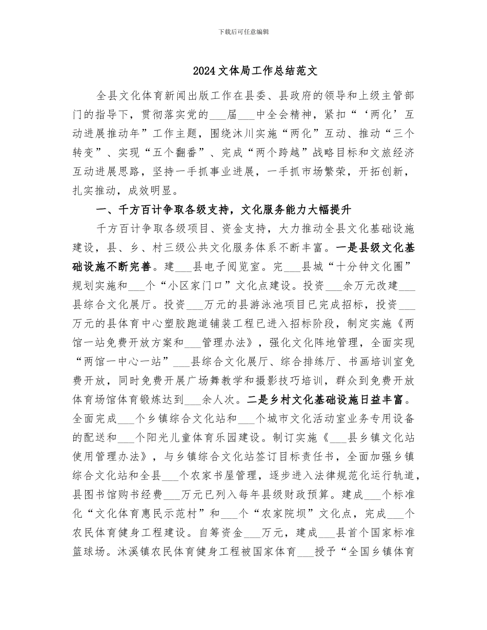 2024文体局工作总结范文_第1页
