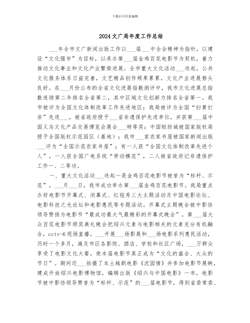 2024文广局年度工作总结_第1页