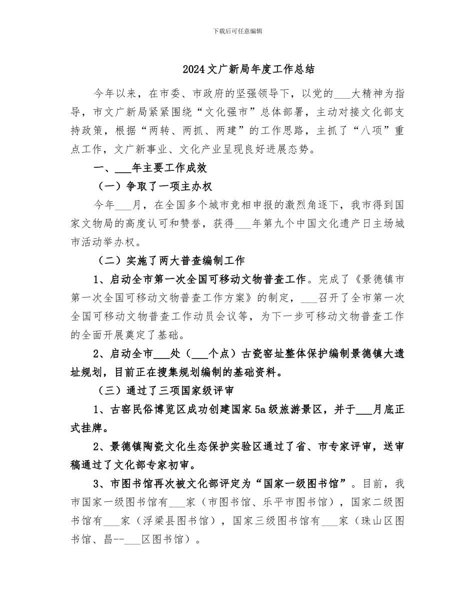 2024文广新局年度工作总结_第1页