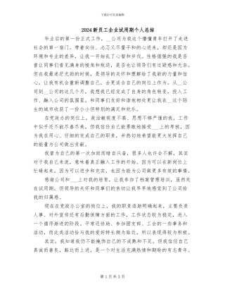 2024新员工企业试用期个人总结
