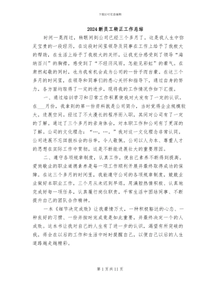 2024新员工转正工作总结