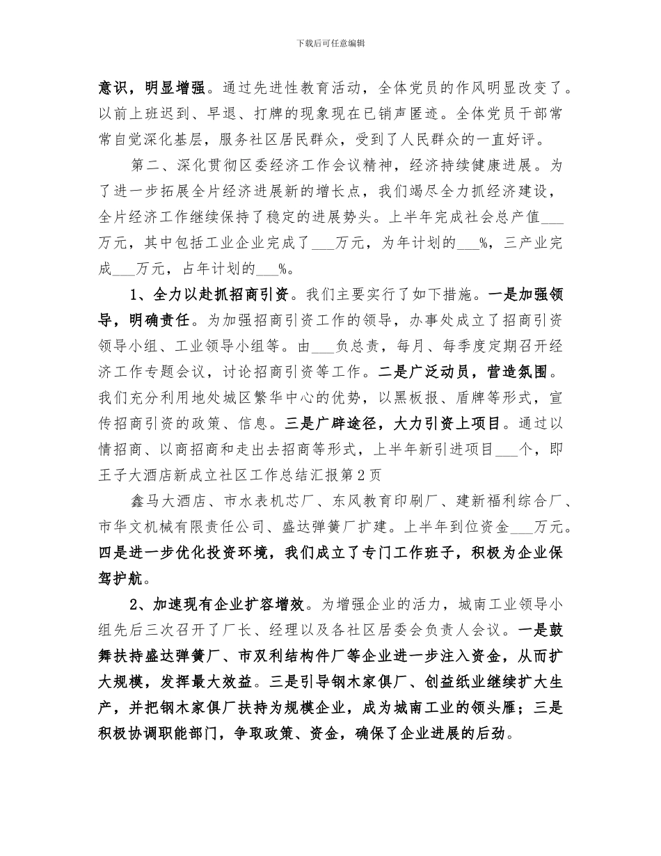 2024新成立社区工作总结汇报_第3页