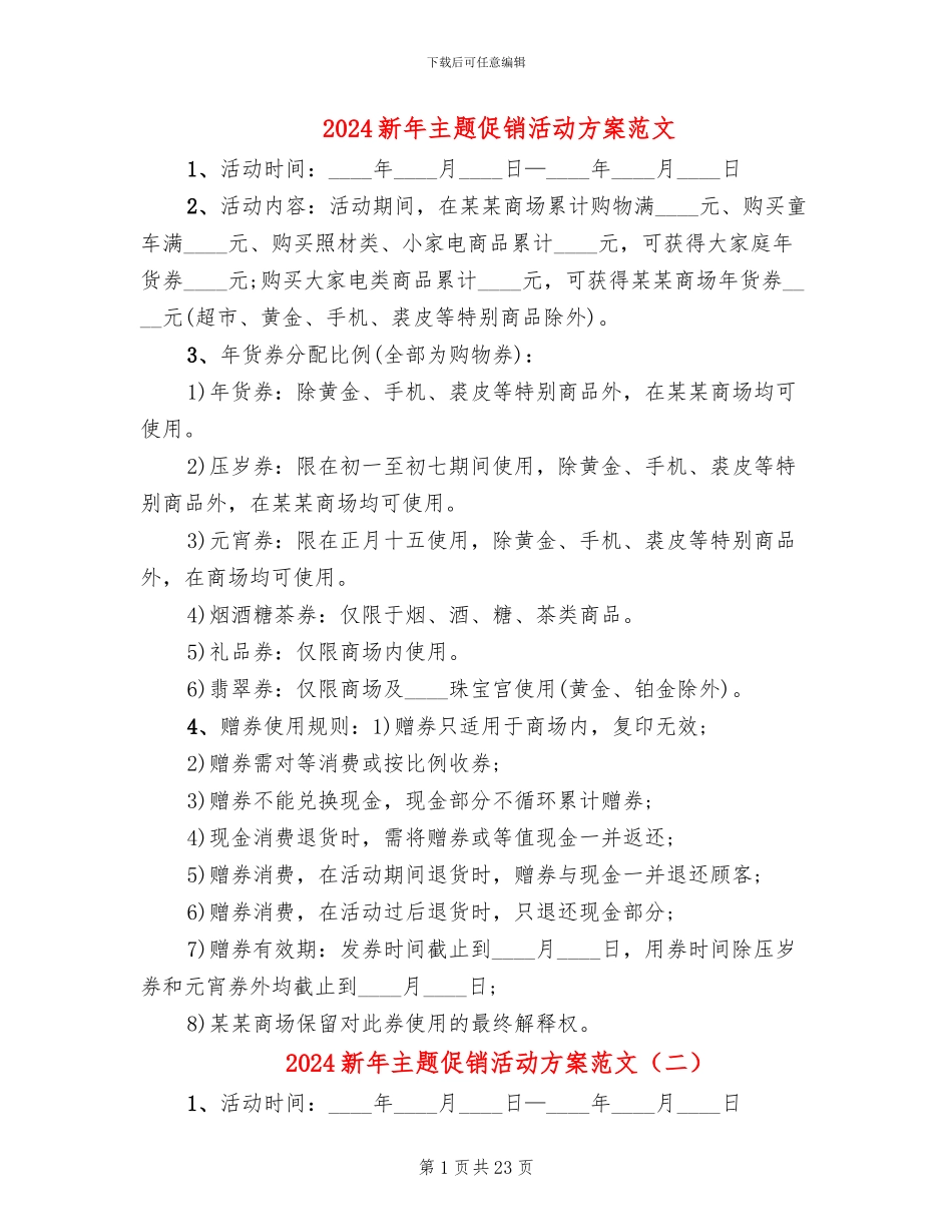 2024新年主题促销活动方案范文_第1页