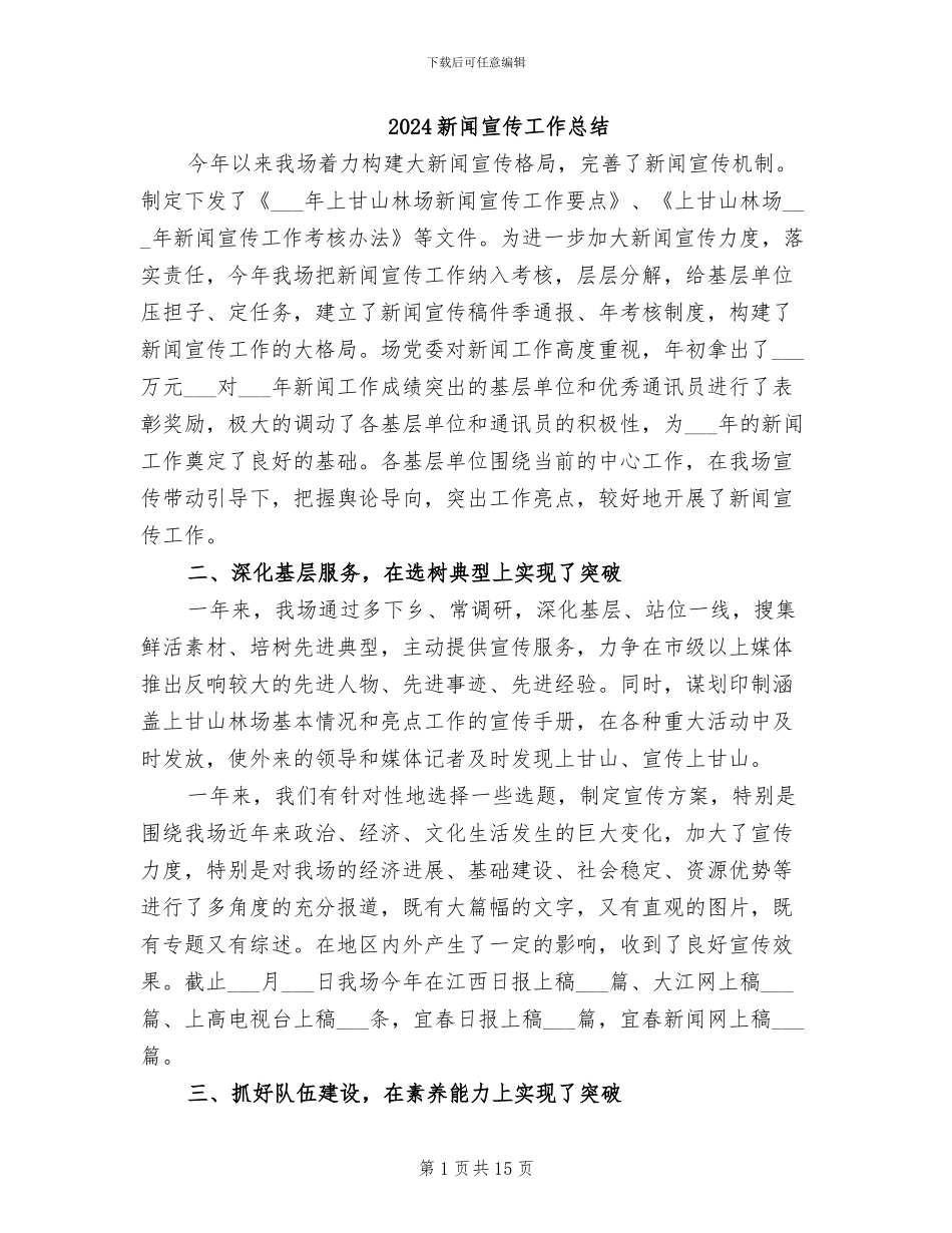 2024新闻宣传工作总结_第1页