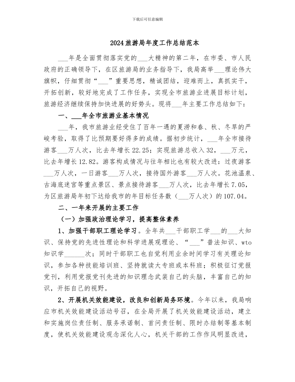 2024旅游局年度工作总结范本_第1页