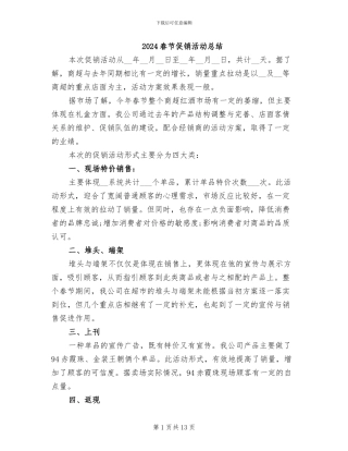 2024春节促销活动总结