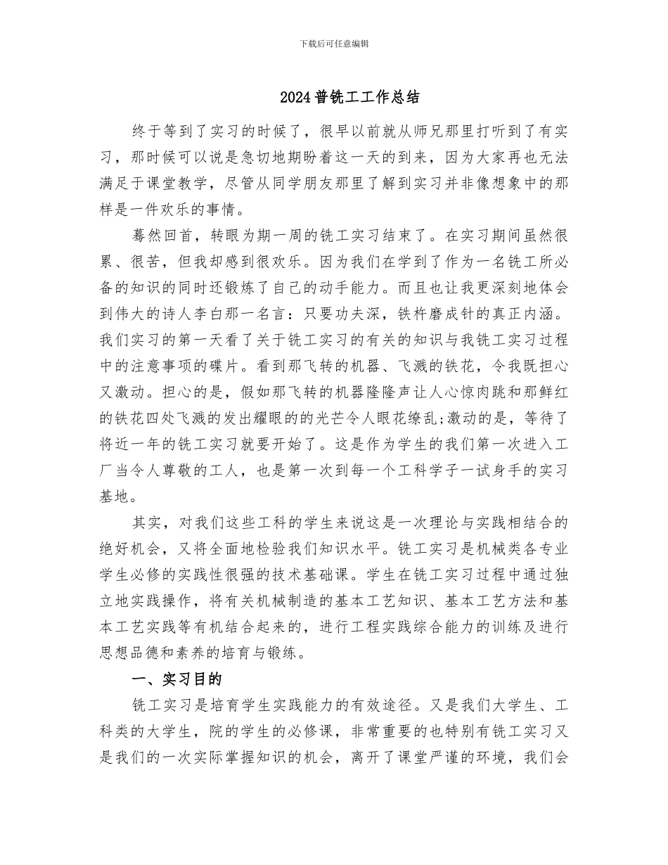 2024普铣工工作总结_第1页