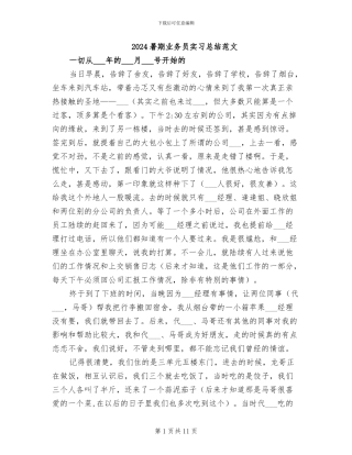 2024暑期业务员实习总结范文