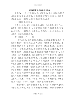 2024最新财务出纳工作总结