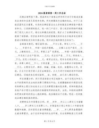 2024服装销售一周工作总结