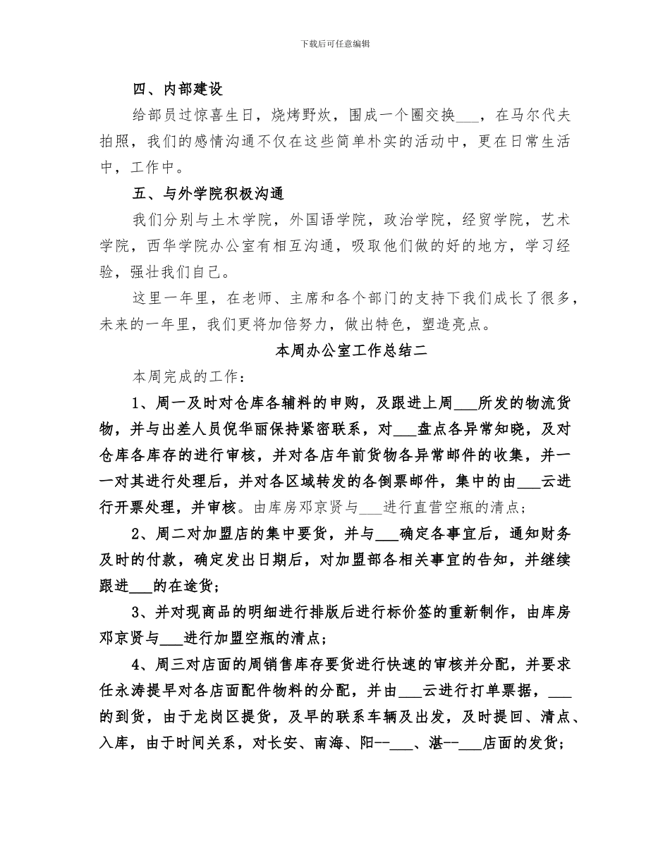 2024本周办公室工作总结_第2页