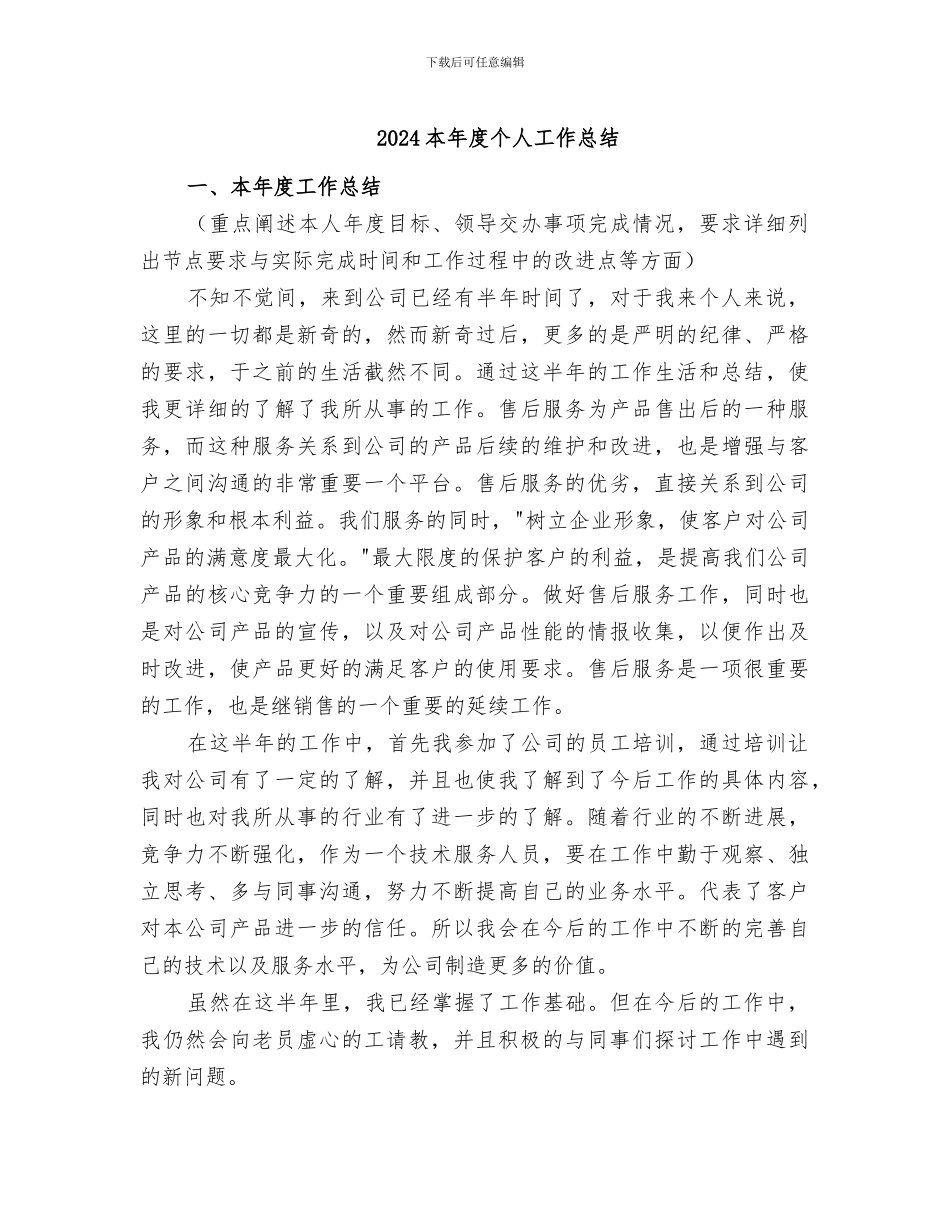 2024本年度个人工作总结_第1页