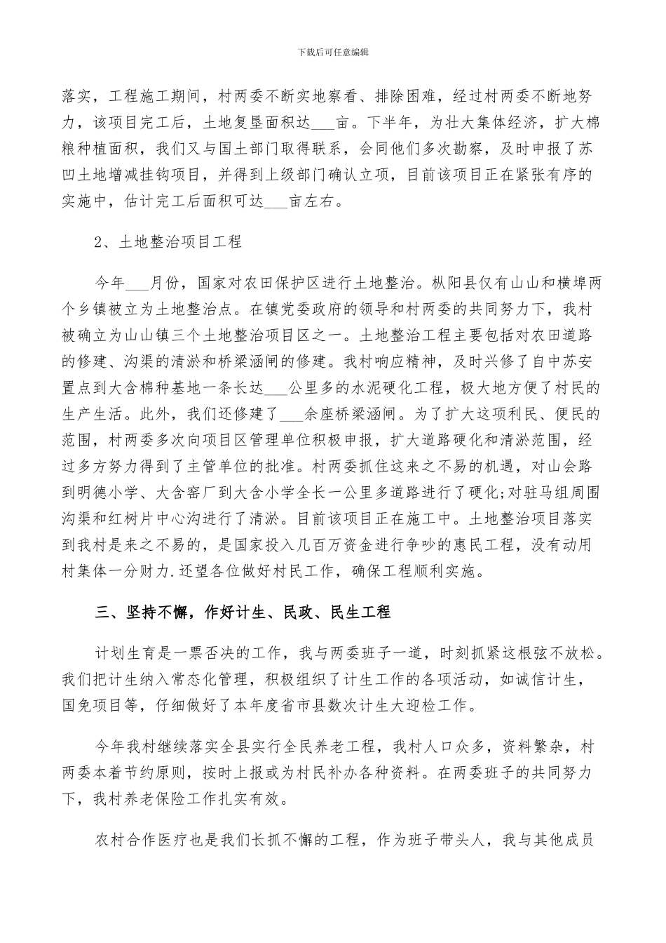 2024村主任任期工作总结_第2页