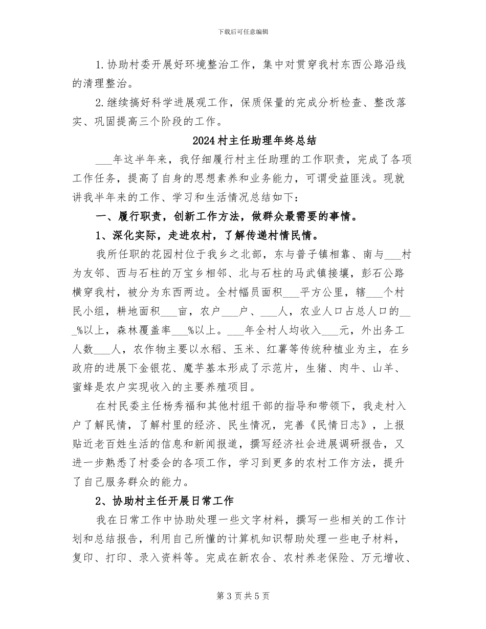 2024村主任助理年终工作总结_第3页