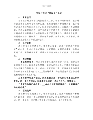 2024村书记“样板点”总结