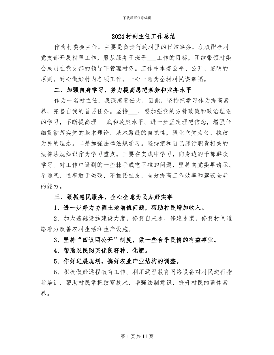 2024村副主任工作总结_第1页