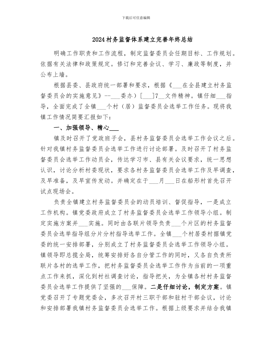 2024村务监督体系建立完善年终总结_第1页