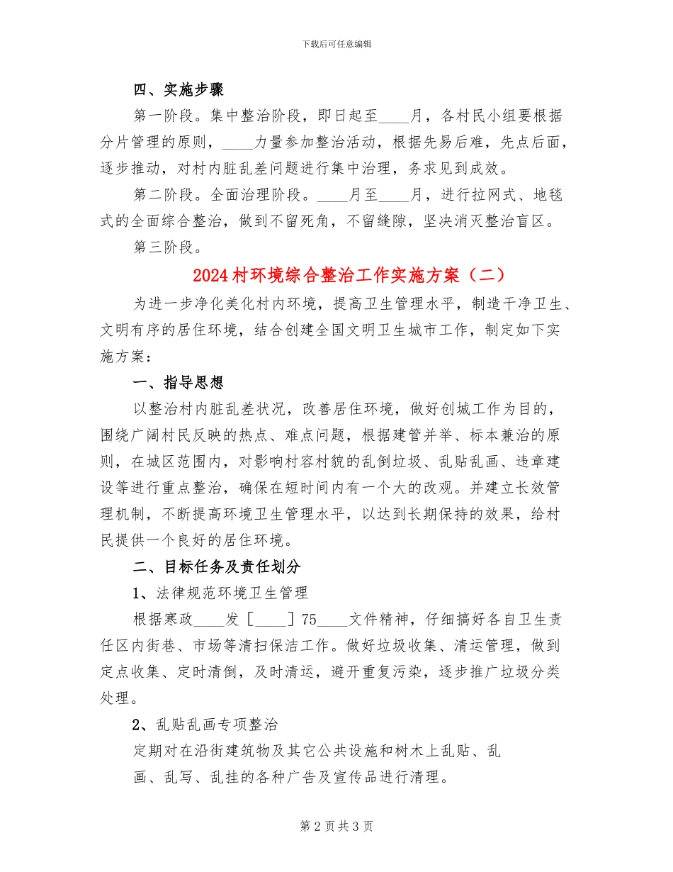 2024村环境综合整治工作实施方案_第2页