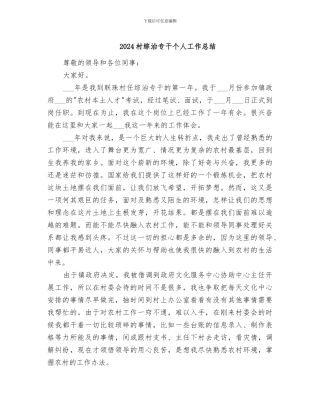 2024村综治专干个人工作总结