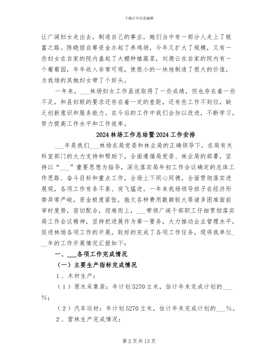 2024林场妇联工作总结范文_第2页