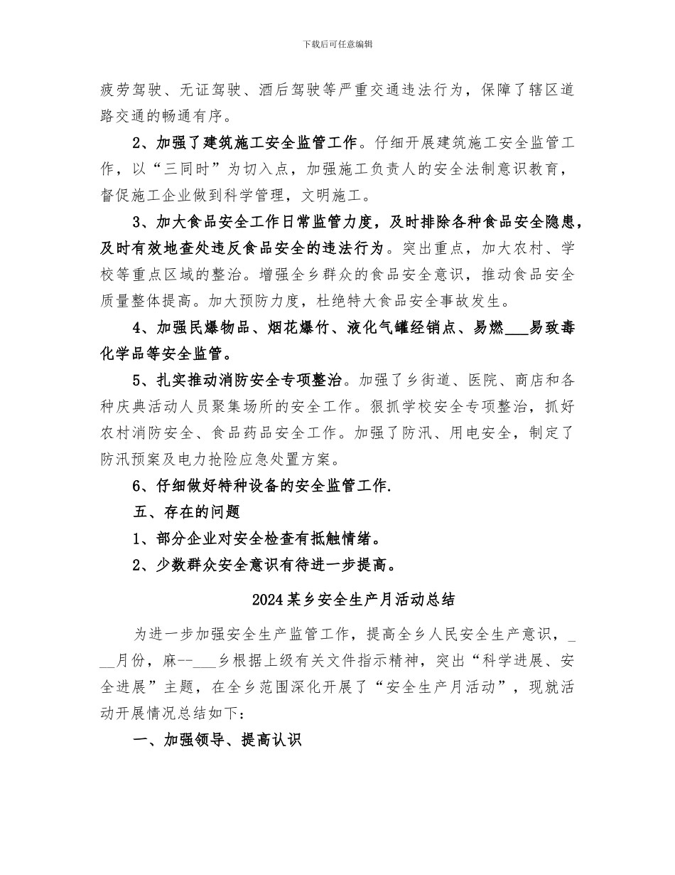 2024某乡安全生产大检查工作总结_第2页
