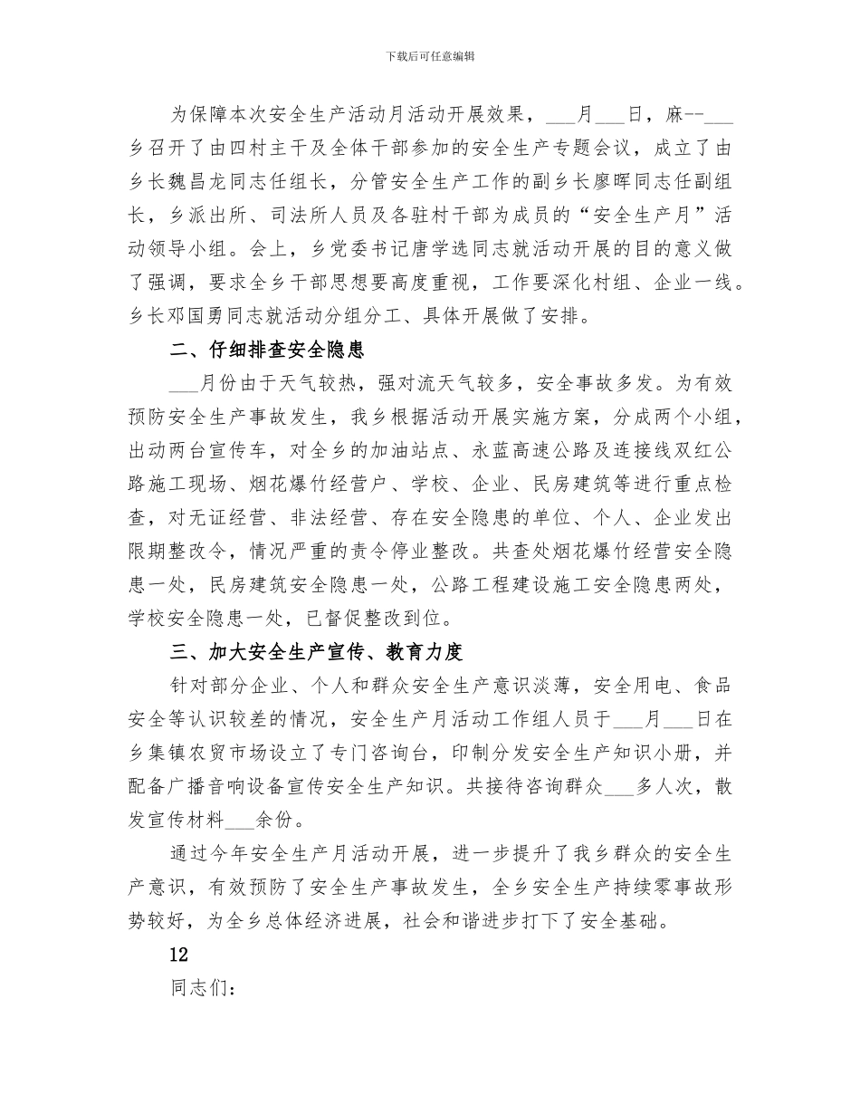 2024某乡安全生产大检查工作总结_第3页