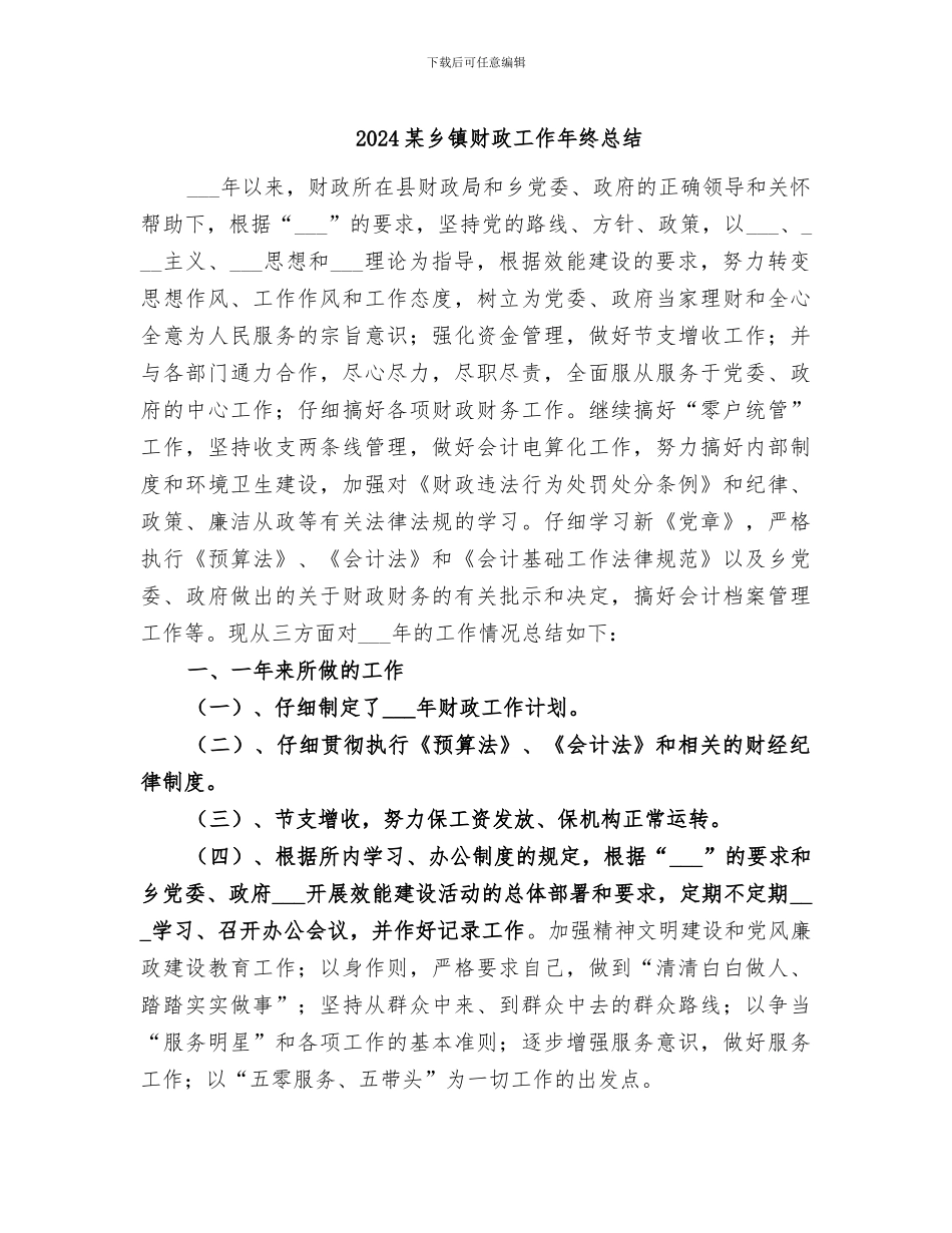 2024某乡镇财政工作年终总结_第1页