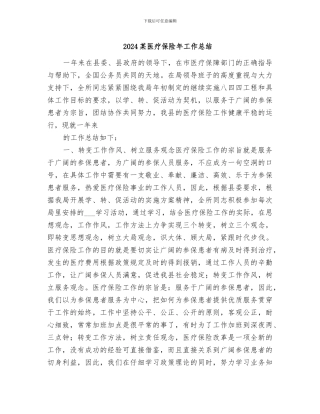 2024某医疗保险年工作总结