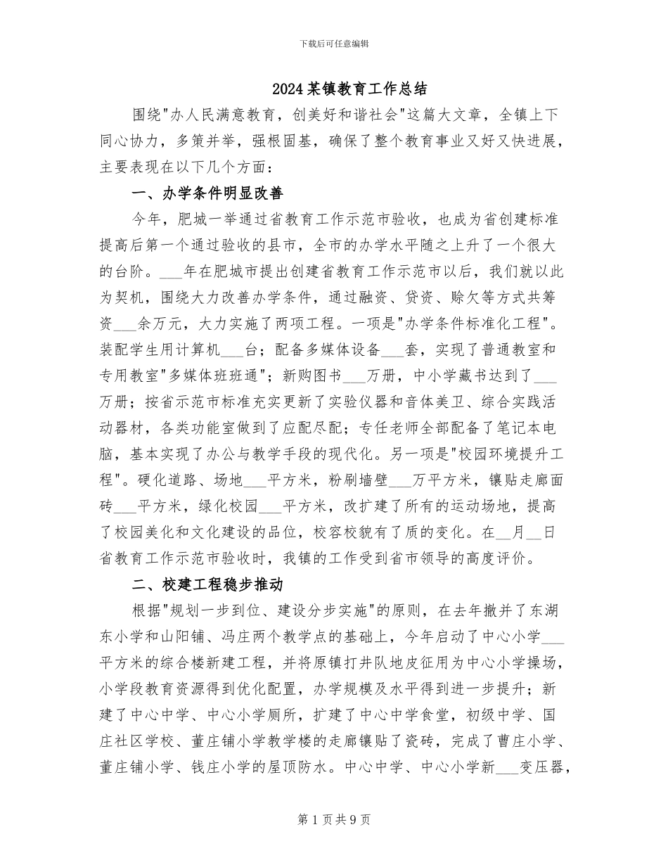 2024某镇教育工作总结_第1页