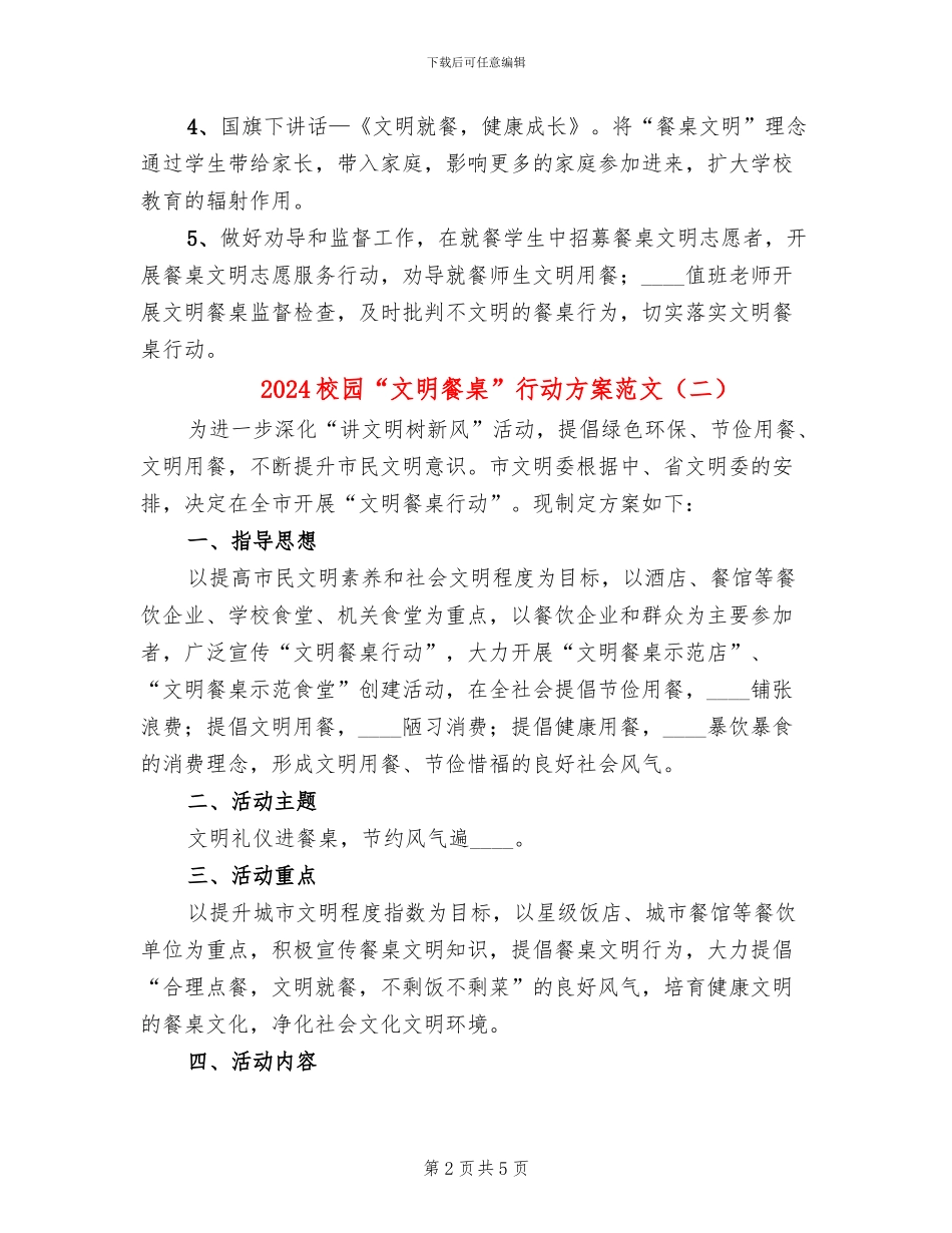 2024校园“文明餐桌”行动方案范文_第2页