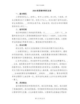 2024校园德育情况总结