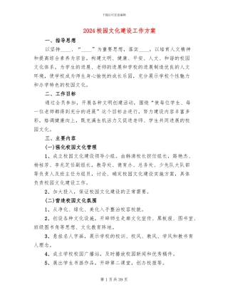 2024校园文化建设工作方案