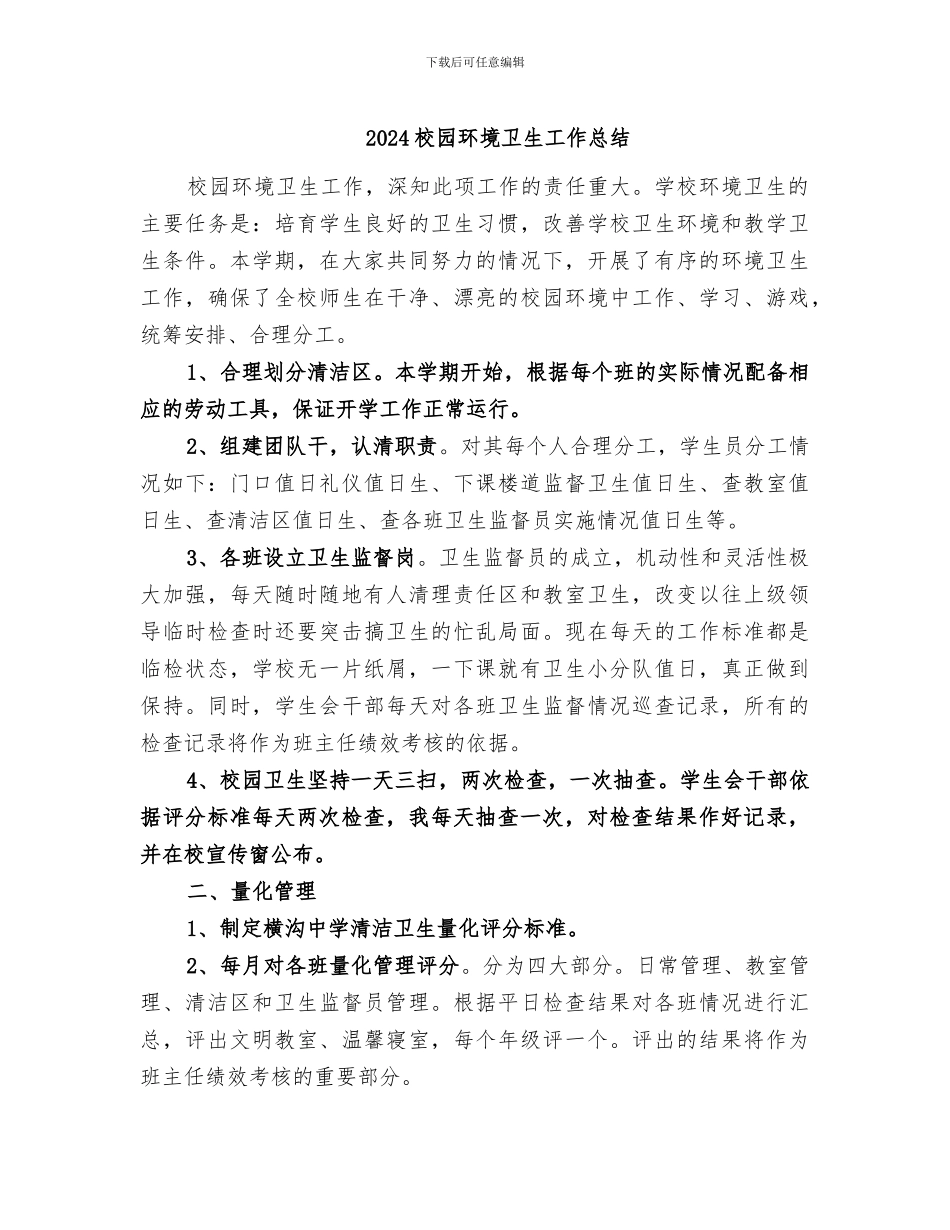 2024校园环境卫生工作总结_第1页