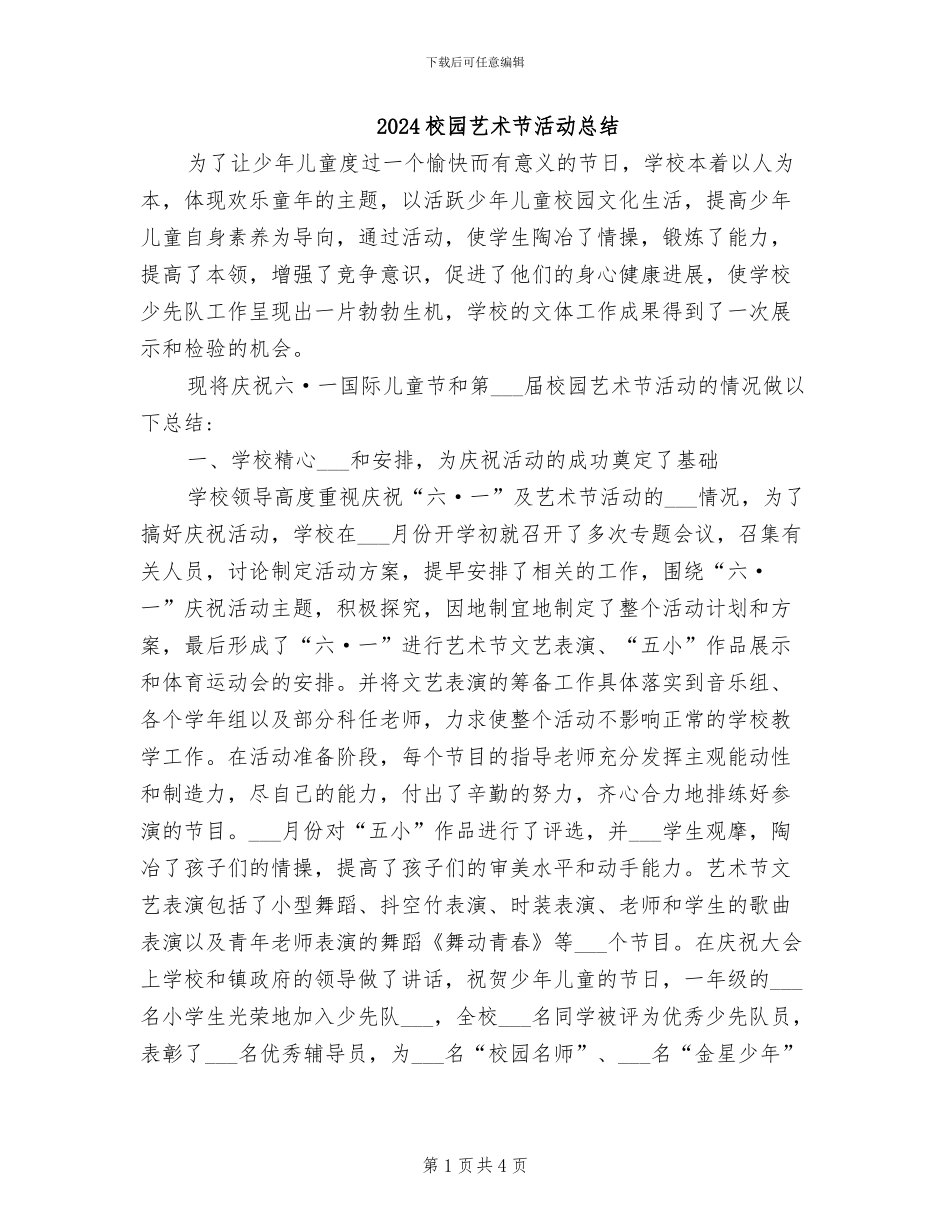 2024校园艺术节活动总结_第1页