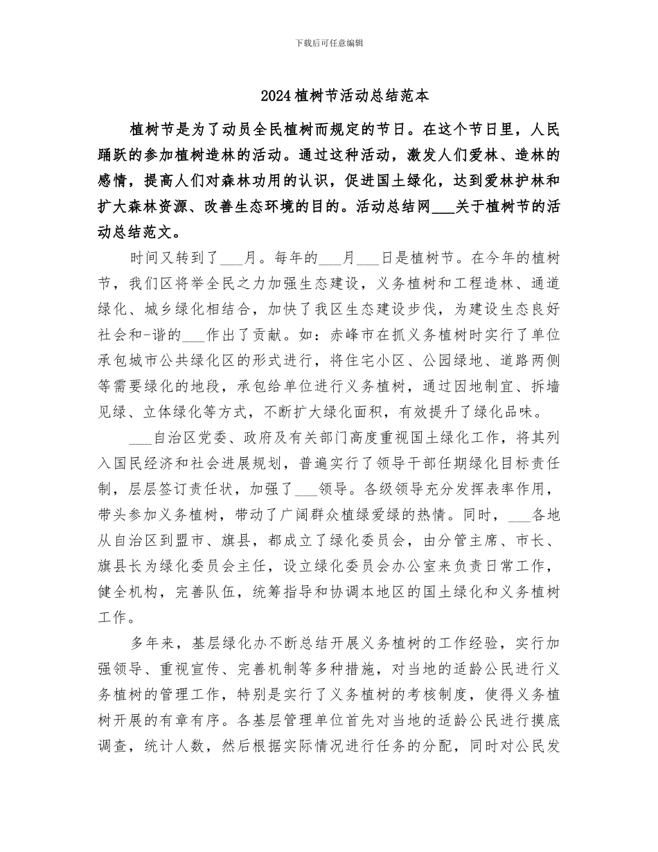 2024植树节活动总结范本_第1页