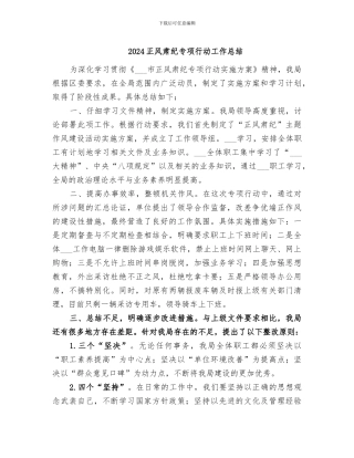 2024正风肃纪专项行动工作总结