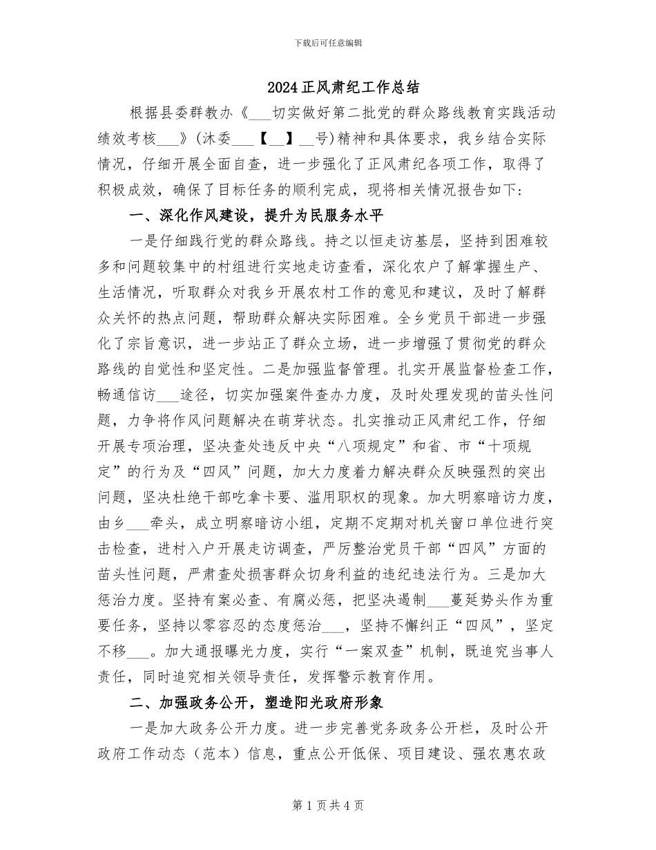 2024正风肃纪工作总结_第1页