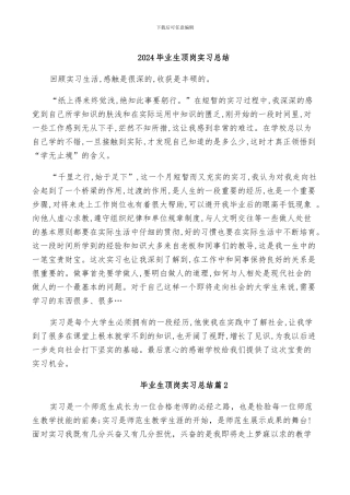 2024毕业生顶岗实习总结