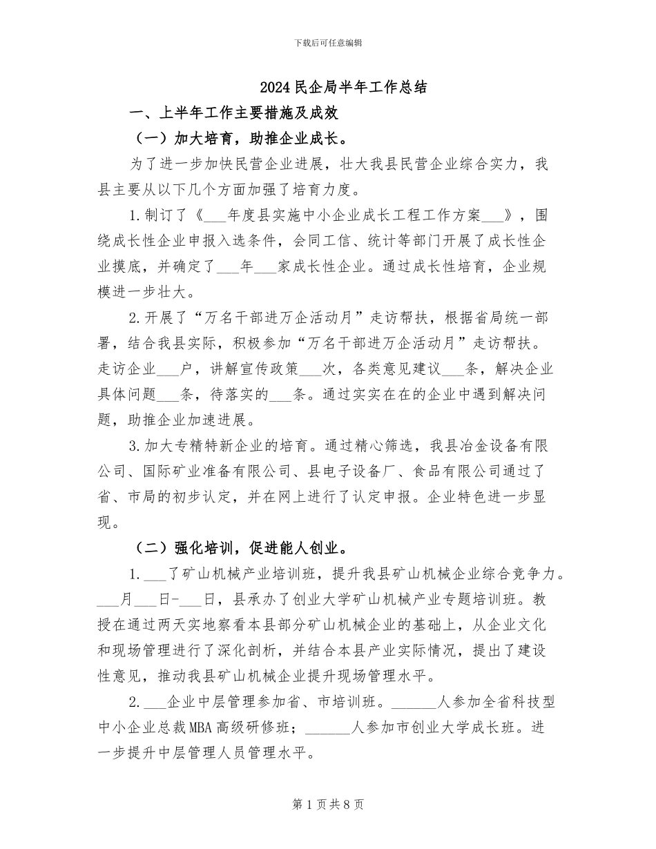 2024民企局半年工作总结_第1页