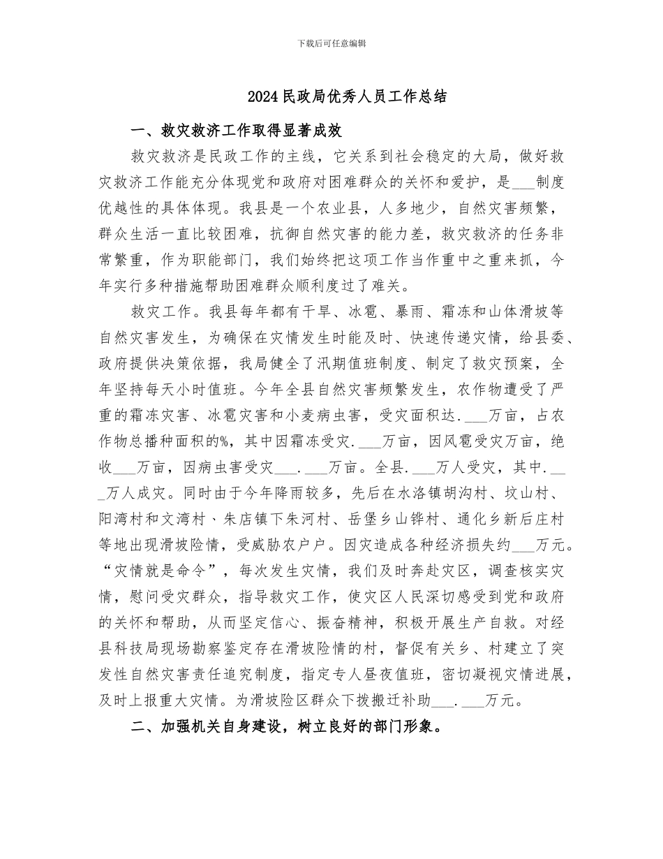 2024民政局优秀人员工作总结_第1页