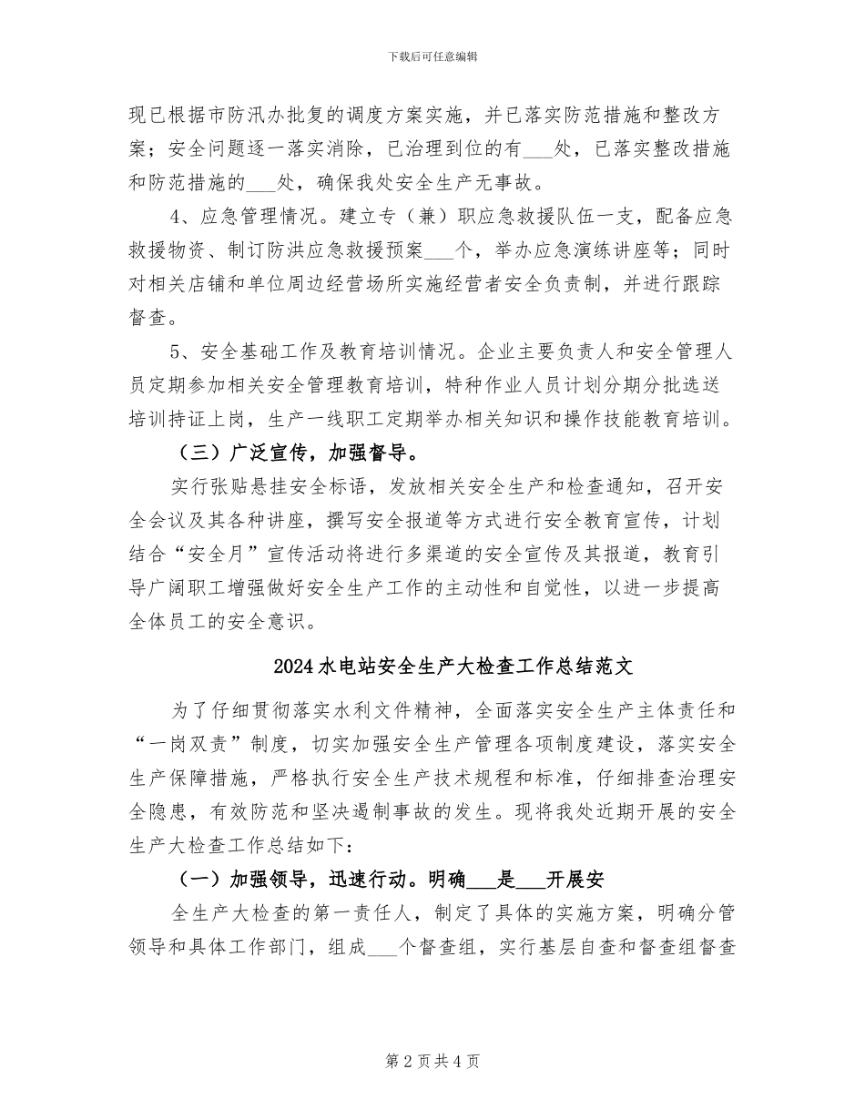 2024水电站安全生产大检查工作总结_第2页