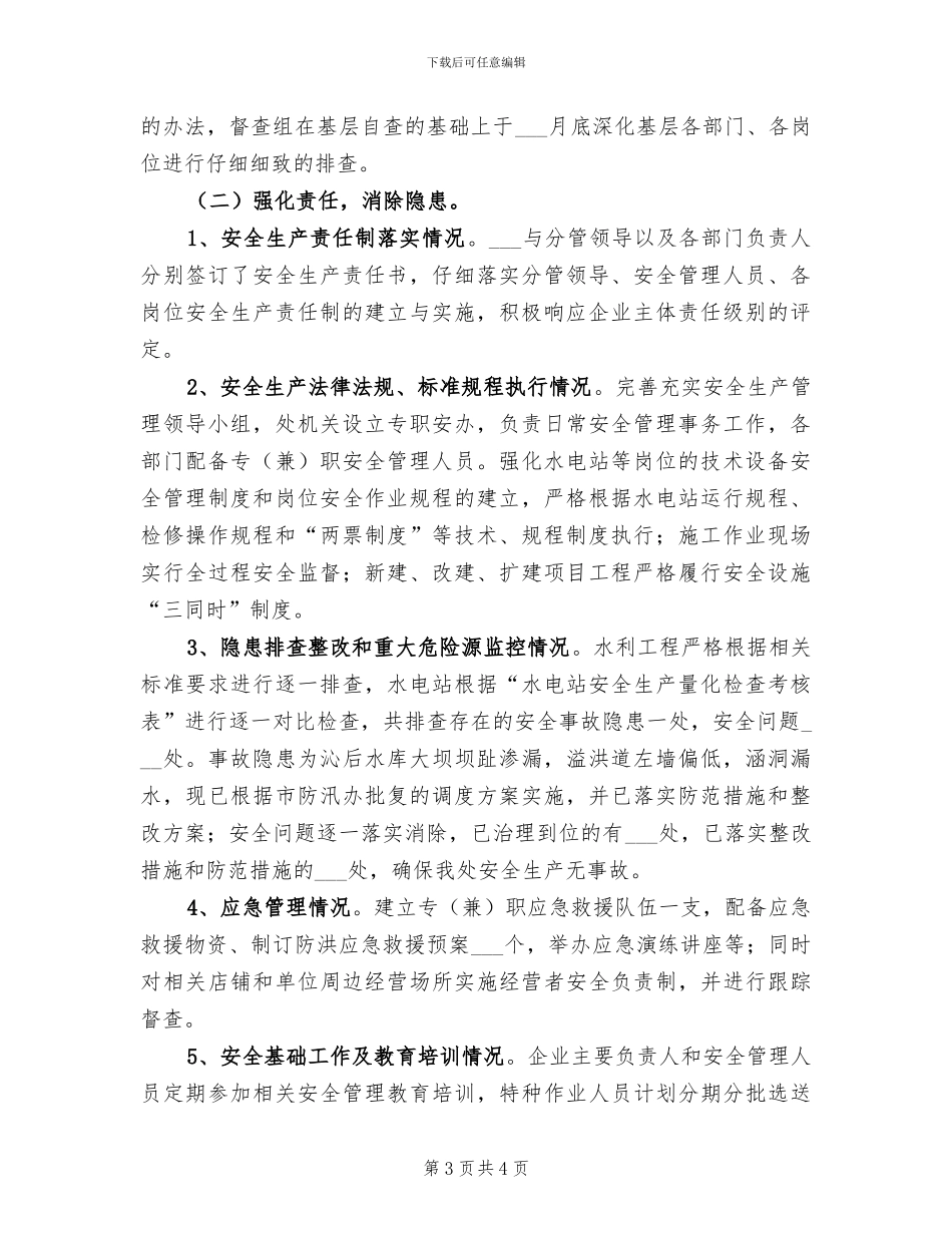 2024水电站安全生产大检查工作总结_第3页