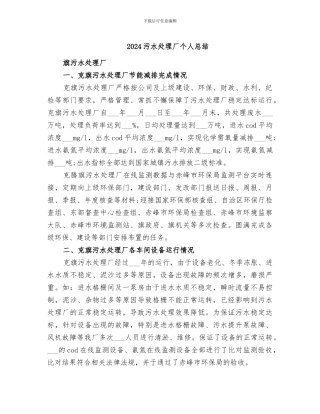 2024污水处理厂个人总结