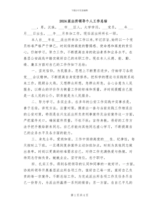 2024派出所领导个人工作总结